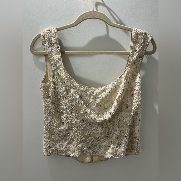 Vintage 1970s HEFTCO Beaded Wedding Gown, Matching Corset Vest Rhinestone Detail - Picture 8 of 17